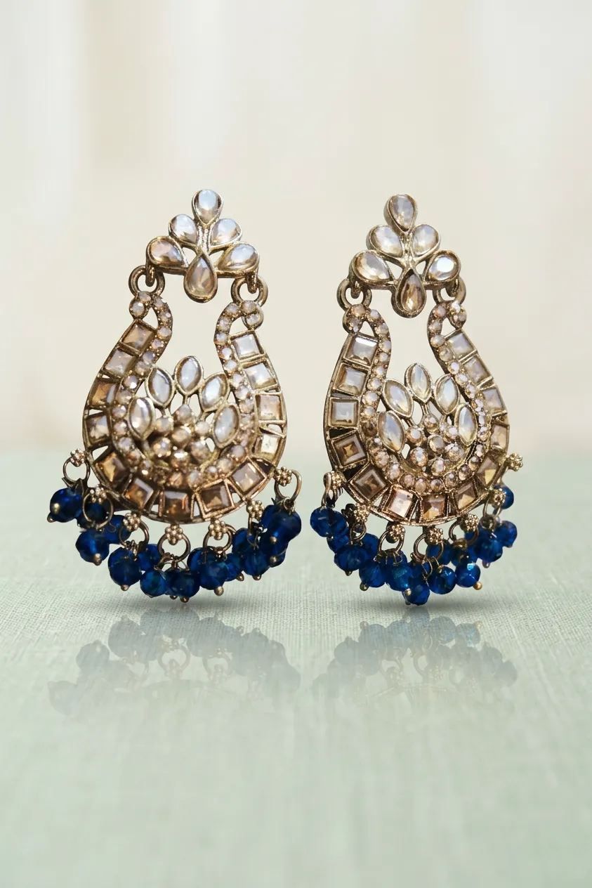 Luxe Beaded Chandbali Earrings