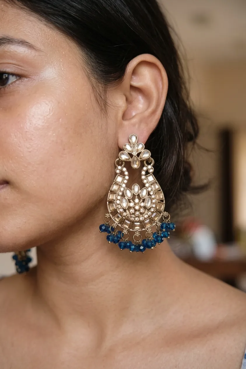 Luxe Beaded Chandbali Earrings